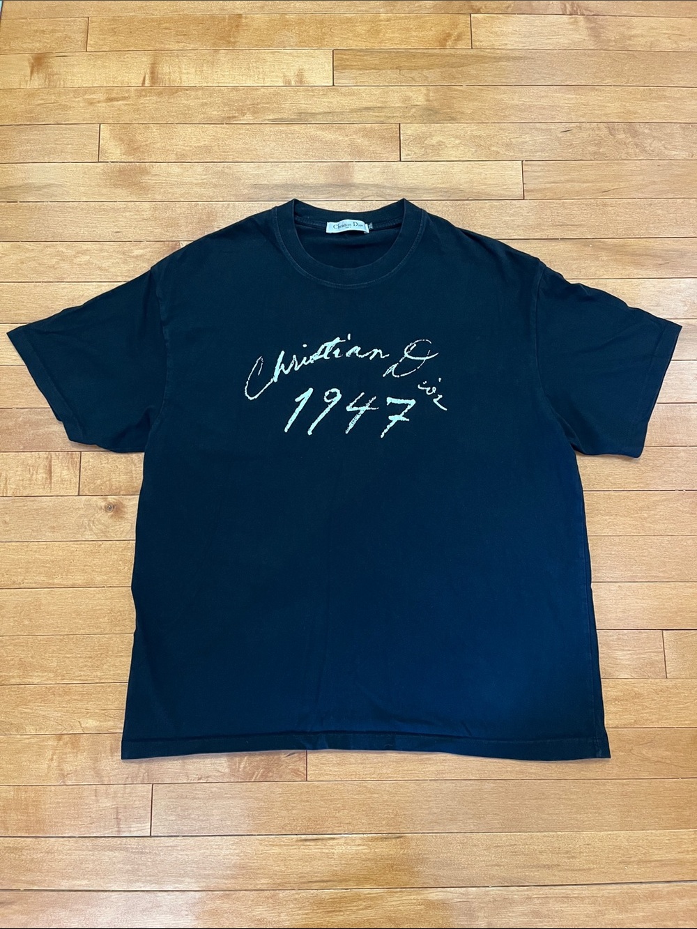 Dior Black Short-Sleeve Script '1947' Logo Tee